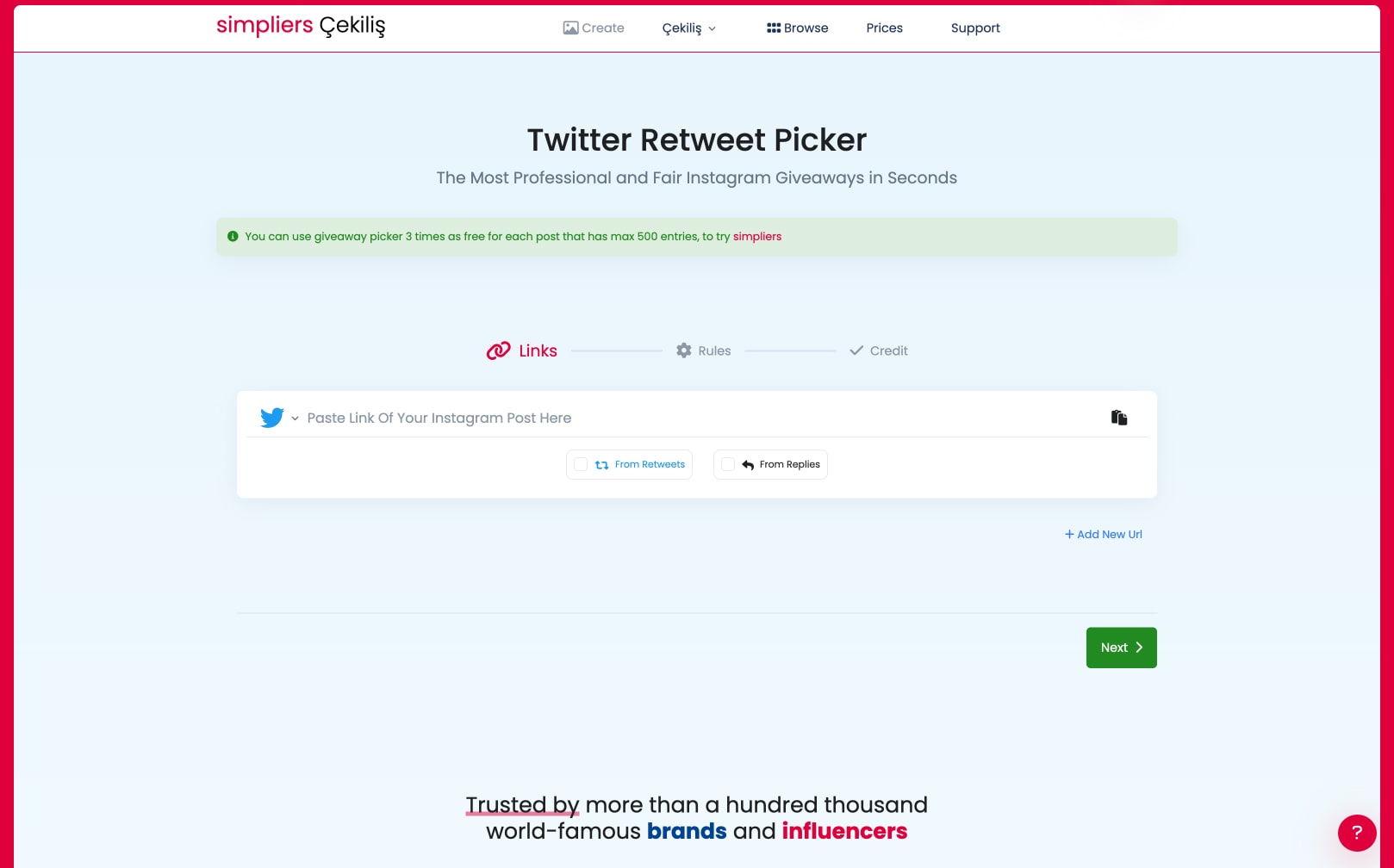 Simpliers giveway picker on desktop
