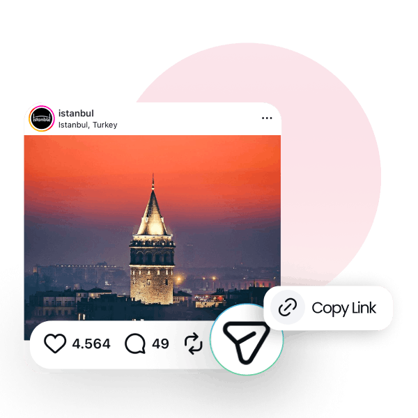Kopiere den Instagram-Beitragslink für das Gewinnspiel